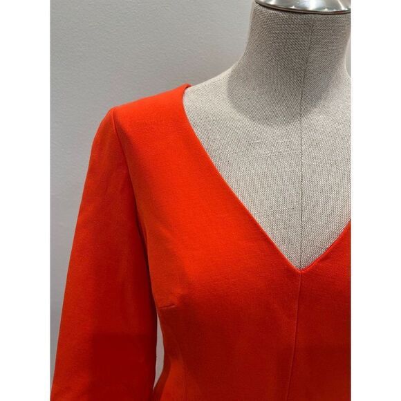 Trina Turk Red/Orange V-Neck 3/4 Sleeve Dress Size 2 - Picture 3 of 5